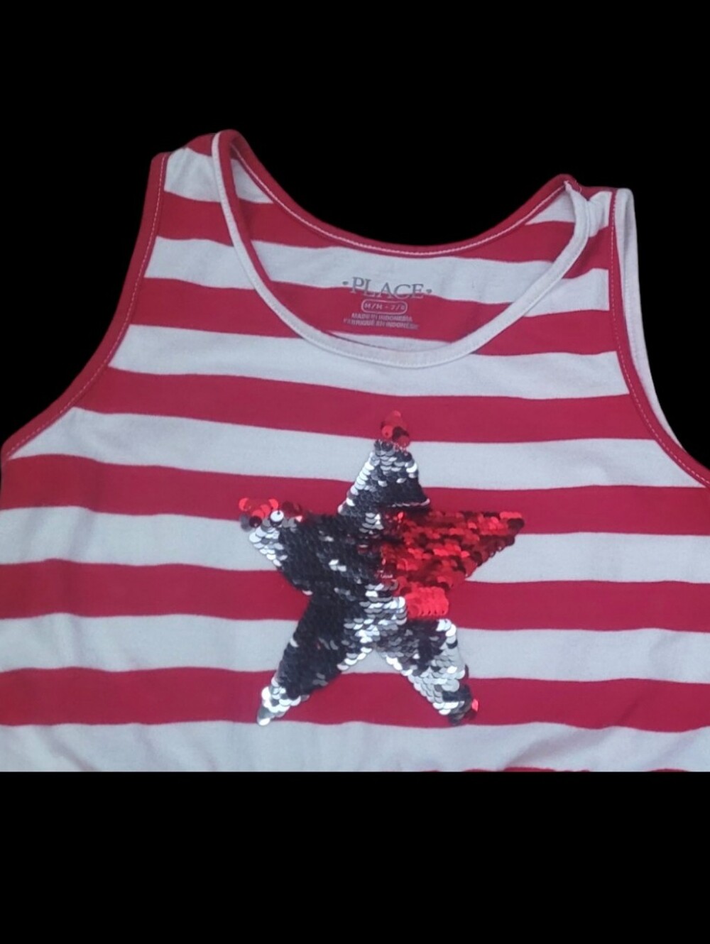 The Children's Place Girl's Red White and Navy Star Striped SleevelessTank Dress - Picture 3 of 11